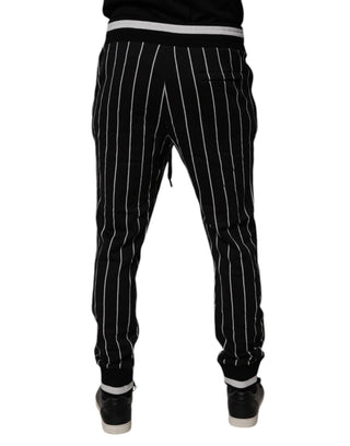 Schwarz Weiß Gestreifte Jogger-Sweatpants