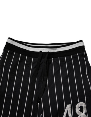 Schwarz Weiß Gestreifte Jogger-Sweatpants