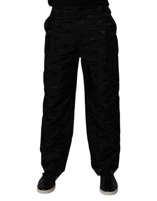 Schwarze Hose mit Logo-Monogramm und geradem Bein