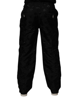 Schwarze Hose mit Logo-Monogramm und geradem Bein