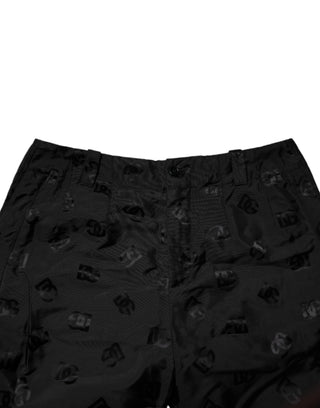 Schwarze Hose mit Logo-Monogramm und geradem Bein