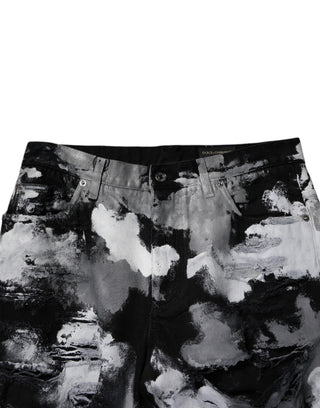 Multicolor Camouflage Tattered Skinny Denim Jeans