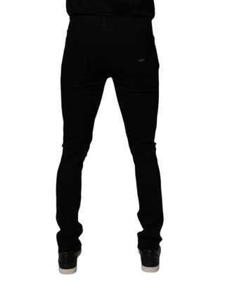 Jeans ajustados para hombre de mezclilla de algodón elástico negro