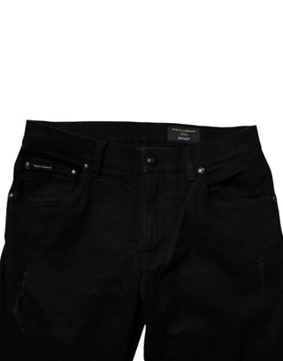 Jeans ajustados para hombre de mezclilla de algodón elástico negro