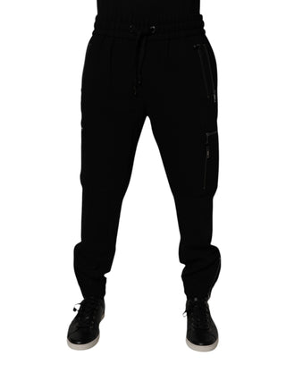 Pantalones jogger negros de lana con elasticidad