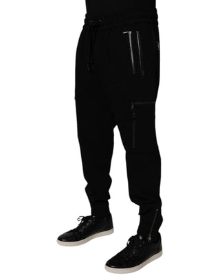 Pantalones jogger negros de lana con elasticidad