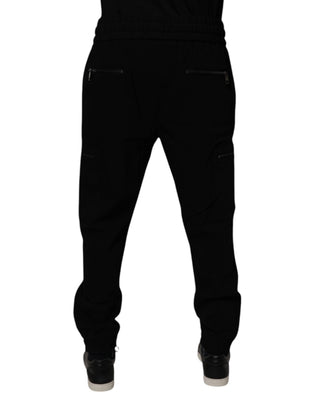 Pantalones jogger negros de lana con elasticidad
