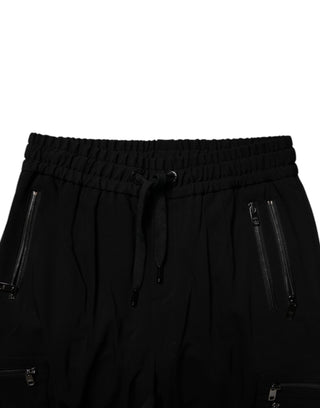 Pantalones jogger negros de lana con elasticidad