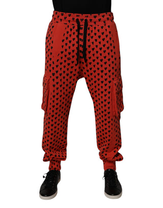 Pantalones jogger rojos con corazones para hombre