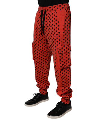 Pantalones jogger rojos con corazones para hombre