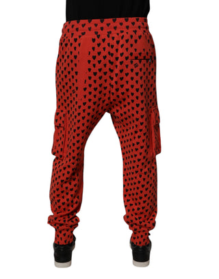 Pantalones jogger rojos con corazones para hombre