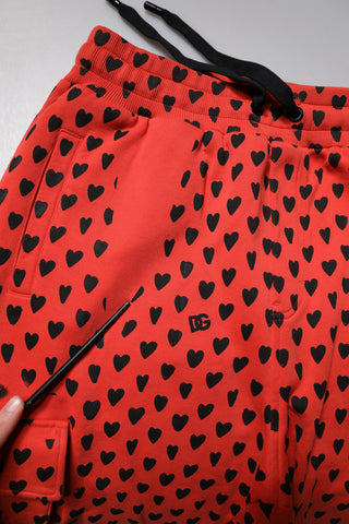Pantalones jogger rojos con corazones para hombre