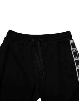 Black Cotton Blend Cropped Sweatpants Pants