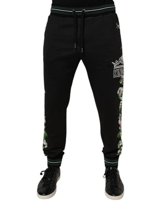 Schwarze Jogginghose mit Blumenmuster für Herren