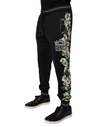 Schwarze Jogginghose mit Blumenmuster für Herren