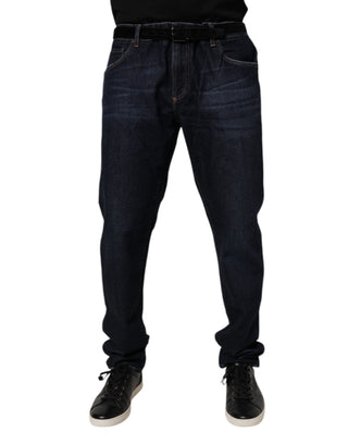 Dark Blue Cotton Stretch Skinny Denim Jeans