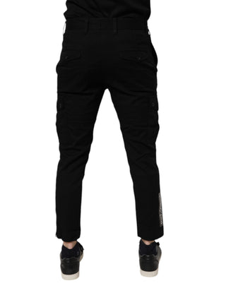 Schwarze Skinny Cargo Jeans aus Baumwoll-Stretch-Denim