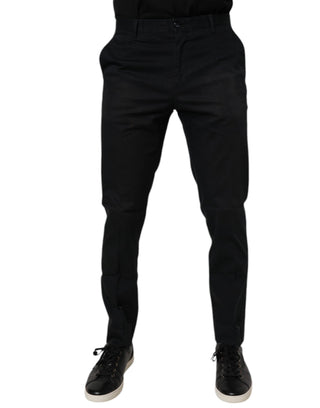 Schwarze schmale Stretch-Anzughose aus Baumwolle
