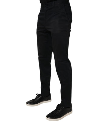 Schwarze schmale Stretch-Anzughose aus Baumwolle