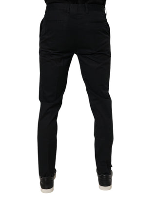 Schwarze schmale Stretch-Anzughose aus Baumwolle