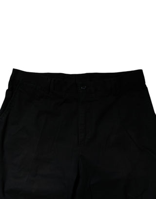 Schwarze schmale Stretch-Anzughose aus Baumwolle