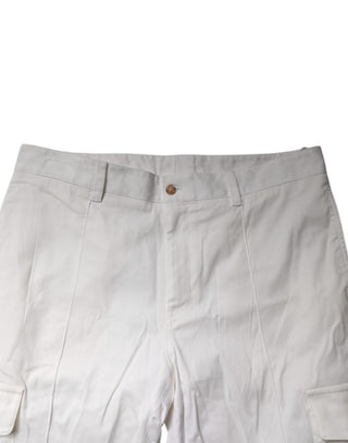Weiße Baumwoll-Jogger Cargo Skinny-Hose
