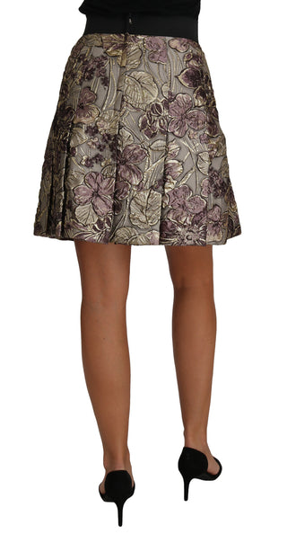A-Linien-Minirock aus Jacquard mit Blumenmuster