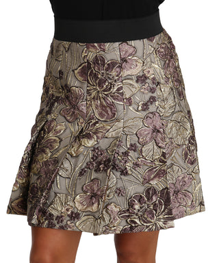 A-Linien-Minirock aus Jacquard mit Blumenmuster