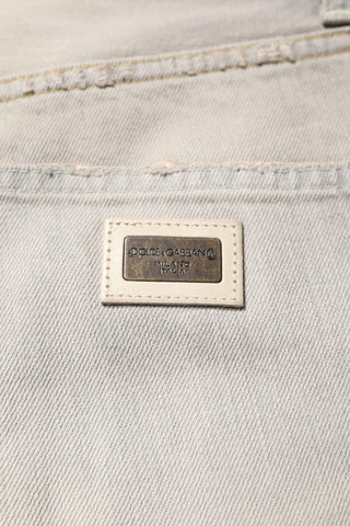 Hellgraue Röhrenjeans aus Baumwolle
