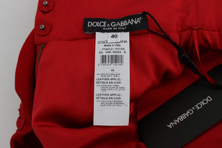 Pantalones Cortos de Seda Roja con Rosas Sicilia