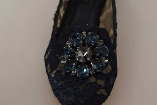Zapatos planos tipo ballet con cordones y cristales azules