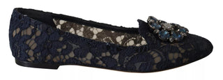 Blue Crystal Loafer Lace Ballet Flats Shoes
