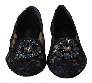 Zapatos planos tipo ballet con cordones y cristales azules
