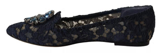 Zapatos planos tipo ballet con cordones y cristales azules