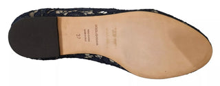 Zapatos planos tipo ballet con cordones y cristales azules