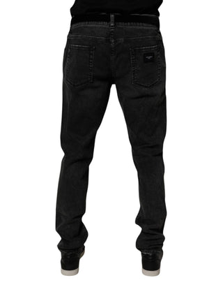 Jeans ajustados de mezclilla para hombre de algodón elástico negro