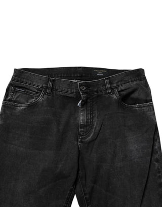 Jeans ajustados de mezclilla para hombre de algodón elástico negro