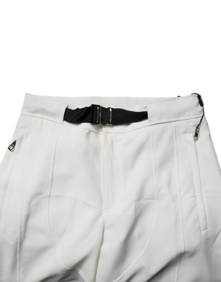 White Mid Waist Wide Leg Pants