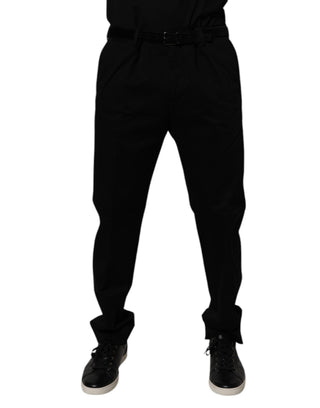 Pantalones formales ajustados de algodón negro para hombre