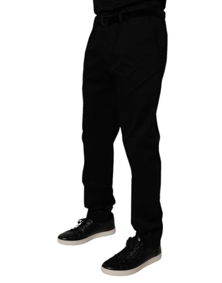 Pantalones formales ajustados de algodón negro para hombre