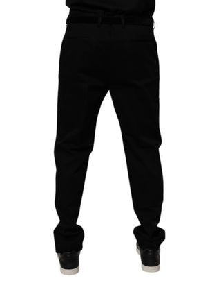 Pantalones formales ajustados de algodón negro para hombre