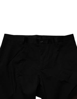 Pantalones formales ajustados de algodón negro para hombre