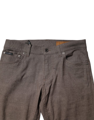 Brown Cotton Stretch Chino Pants