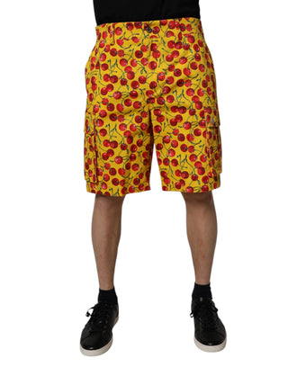 Bermudashorts für Herren aus Baumwolle mit gelbem Kirschprint