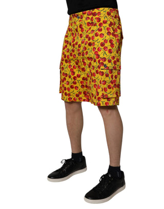 Bermudashorts für Herren aus Baumwolle mit gelbem Kirschprint