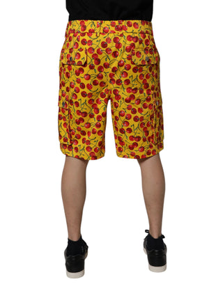 Bermudashorts für Herren aus Baumwolle mit gelbem Kirschprint