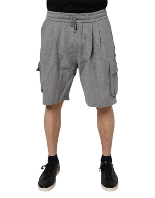 Graue Baumwoll-Cargo-Bermuda-Sweatshorts