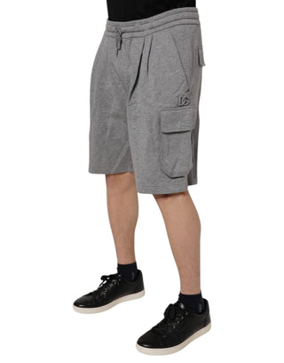 Graue Baumwoll-Cargo-Bermuda-Sweatshorts