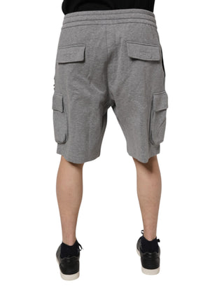 Graue Baumwoll-Cargo-Bermuda-Sweatshorts