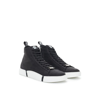 Zapatillas altas de ante y cuero negras